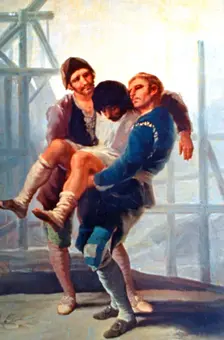 The Injured Mason 1786-1787. Artist: Francisco Goya