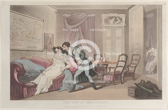 The Inn at Marseilles, from "Journal of Sentimental Travels in the Southern Pro..., January 1, 1822. Creator: Thomas Rowlandson.