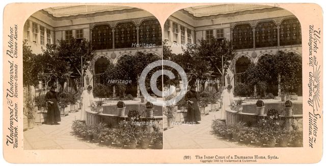 The inner court of a Damascus home, Syria, 1900.Artist: Underwood & Underwood