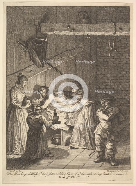 The Innkeeper's Wife and Daughter Taking Care of ye Don after Being Beaten and Br..., 1756 or after. Creator: William Hogarth.