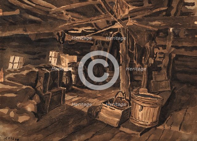 The inside of a barn in the village of Selivanikha, 1907. Creator: Dmitrii Innokent'evich Karatanov.