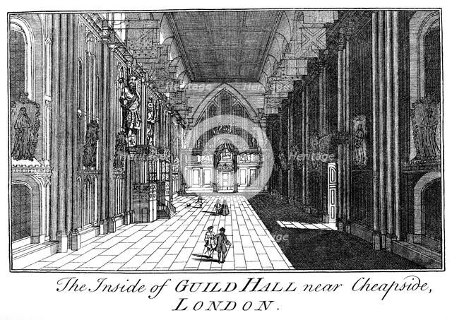 'The Inside of Guild Hall near Cheapside, London', c18th century (1886).Artist: William Griggs