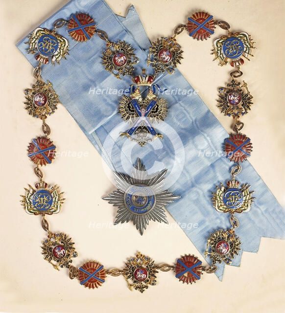 The insignia of the Order of St. Andrew the Apostle the First-Called, Second Half of the 19th cen.. Artist: Orders, decorations and medals  