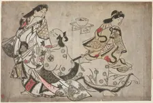 The insistent lover, from an untitled series of erotic prints, c. 1684/98. Creator: Sugimura Jihei