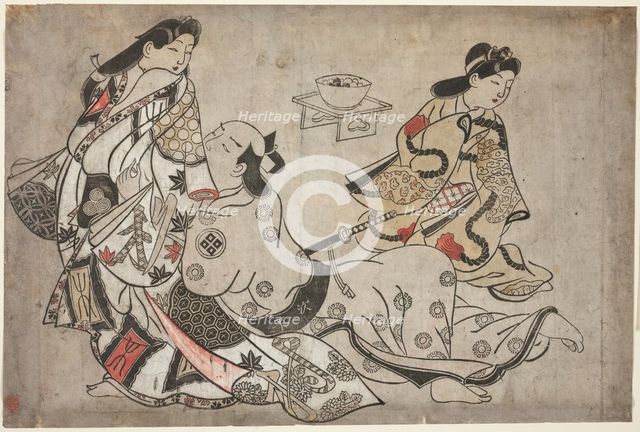 The insistent lover, from an untitled series of erotic prints, c. 1684/98. Creator: Sugimura Jihei.
