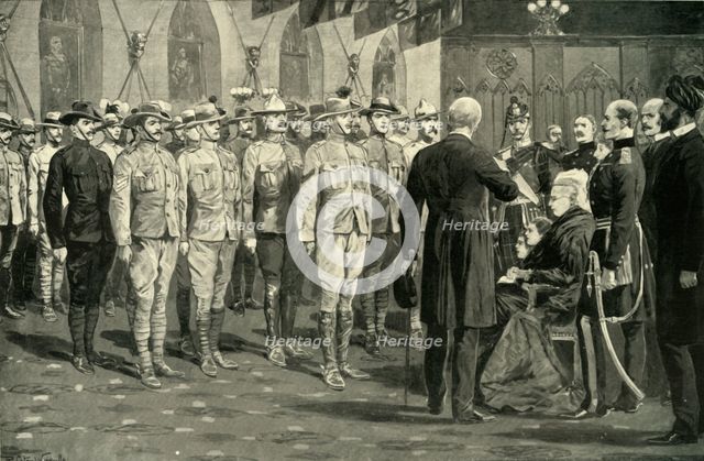 'The Inspection of Colonial Soldiers at Windsor Castle by Queen Victoria, Nov. 16, 1900', 1901. Creator: Richard Caton Woodville II.
