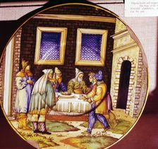 The Institution of Passover, Italian Earthenware plate from Urbino, c1540-1545