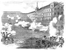 The Insurrection in Madrid - Conflict in the Plaza Mayor, 1854. Creator: Unknown