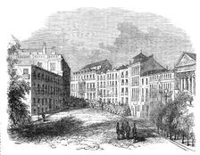 The Insurrection in Spain - Barricades in the Place San Geronimo, near the Prado, Madrid, 1854. Creator: Unknown