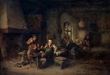 The Interior of an Inn with Nine Peasants and a Hurdy-Gurdy Player, 1653. Artist: Adriaen van Ostade