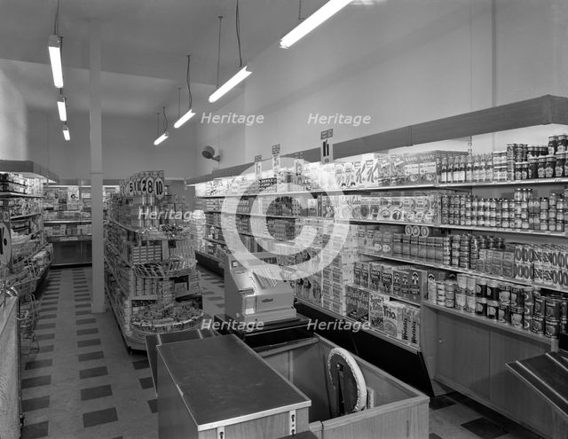 The interior of Carlines Self Service Store, Mexborough, South Yorkshire, 1960. Creator: Michael Walters.