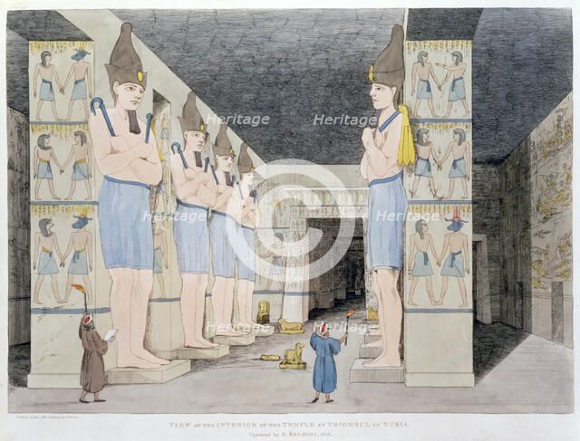 'The Interior of the Temple at Ybsombul in Nubia', 1820-1822. Artist: Agostino Aglio