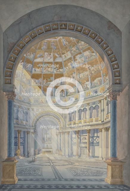 The interior of the Baptistery of St. John in Florence, 1832. Creator: Eugen Friedrich Peipers.