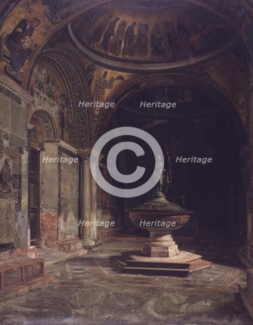 The interior of the Baptistery in St. Mark's Church in Venice, 1885. Creator: Josef Theodor Hansen.