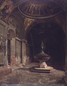 The interior of the Baptistery in St. Mark's Church in Venice, 1885. Creator: Josef Theodor Hansen