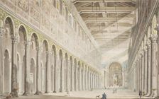 The interior of the Basilica of St. Paul Outside the Walls in Rome. Creator: Francesco Pannini