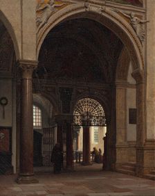 The interior of the church of Santa Maria Sopra Minerva in Rome, 1874. Creator: Heinrich Hansen