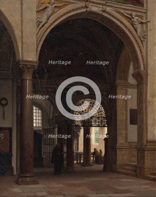 The interior of the church of Santa Maria Sopra Minerva in Rome, 1874. Creator: Heinrich Hansen.