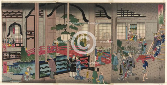 The Interior of the Gankiro in Yokohama (Yokohama Gankiro mikomi no zu), 1860. Creator: Utagawa Hiroshige II.