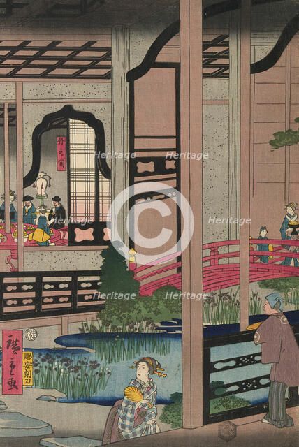 The Interior of the Gankiro in Yokohama (Yokohama Gankiro mikomi no zu), 1860. Creator: Utagawa Hiroshige II.