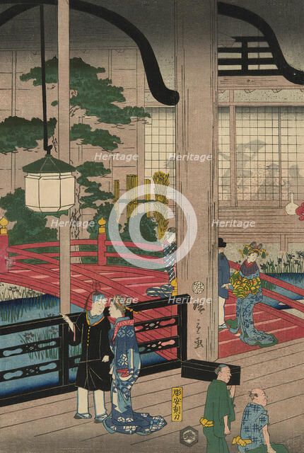 The Interior of the Gankiro in Yokohama (Yokohama Gankiro mikomi no zu), 1860. Creator: Utagawa Hiroshige II.