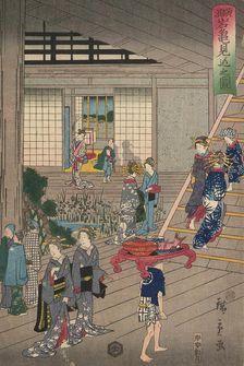 The Interior of the Gankiro in Yokohama (Yokohama Gankiro mikomi no zu), 1860. Creator: Utagawa Hiroshige II
