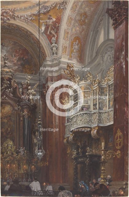 The Interior of the Jacobskirche at Innsbruck, 1872. Creator: Adolph Menzel.