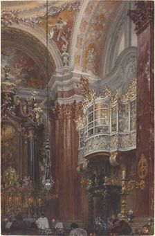 The Interior of the Jacobskirche at Innsbruck, 1872. Creator: Adolph Menzel
