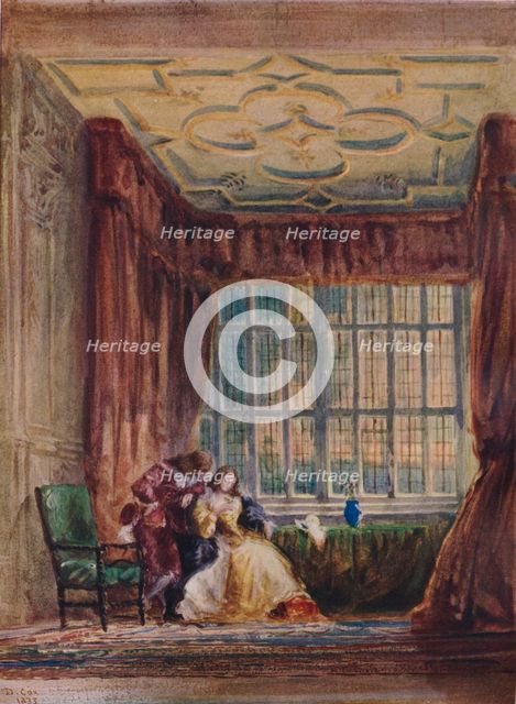 'The interior of the long gallery, Haddon Hall, Derbyshire', 1833. Artist: David Cox the elder.