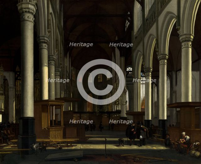 The Interior of the Oude Kerk, Amsterdam, c. 1660. Creator: Emanuel de Witte.