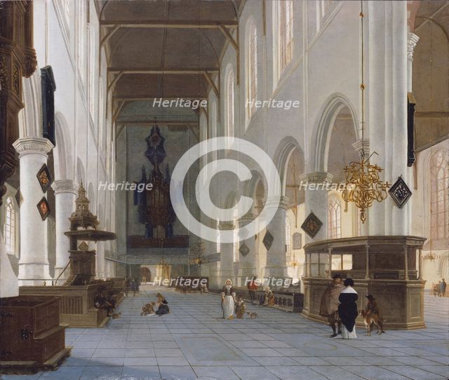 The Interior of the Oude Kerk in Delft, c1660-1663. Creator: Hendrik Cornelisz. van Vliet.
