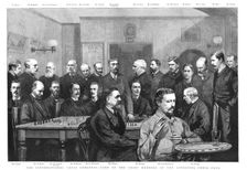 'The International Chess Congress - Some of the Chief Members of the Liverpool Chess Club 1890. Creator: Unknown