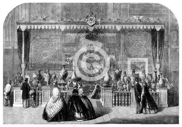 The International Exhibition: tapestries of Gobelins and Beauvais, and china of Sevres, 1862. Creator: Unknown.