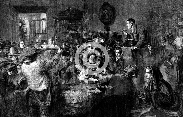 The International Exhibition: "The Auction - Last Day of the Sale", by G.B. O'Neil, 1862. Creator: E. Skill.