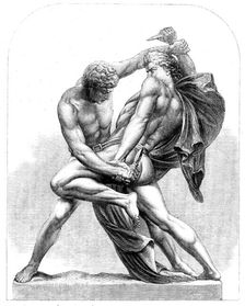 The International Exhibition: "The Grapplers", group in bronzed zinc..., 1862. Creator: Unknown