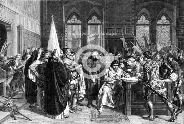 The International Exhibition: "The Expulsion of the Duke of Athens", by Stefano Ussi, 1862. Creator: W Thomas.