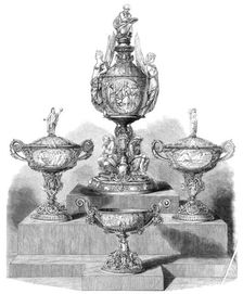 The International Exhibition: "The Poetry of Great Britain", a group of silver designed..., 1862. Creator: Unknown