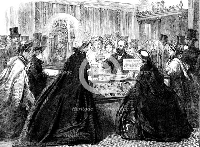 The International Exhibition: the piping bullfinch in the Swiss Court, 1862. Creator: Unknown.