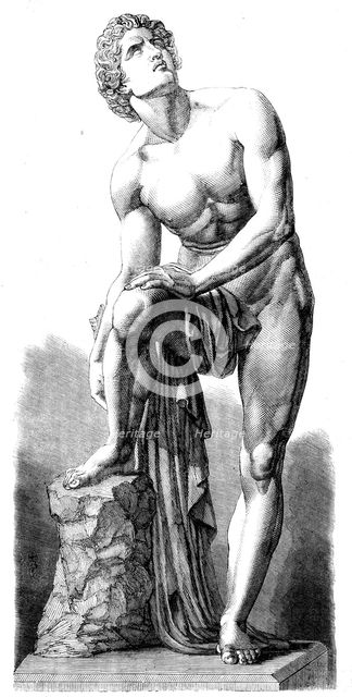 The International Exhibition:  "The Wounded Achilles", a plaster statue, by Carl Cauer, 1862. Creator: Unknown.