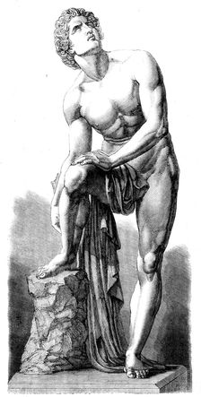 The International Exhibition: "The Wounded Achilles", a plaster statue, by Carl Cauer, 1862. Creator: Unknown
