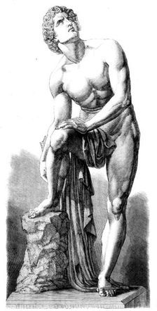 The International Exhibition: "The Wounded Achilles", a plaster statue, by Carl Cauer, 1862. Creator: Unknown