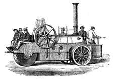 The International Exhibition: Tuxford's road traction-engine, 1862. Creator: Unknown