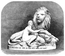 The International Exhibition: "Una and the Lion", in metal, modelled by the late John Thomas, 1862. Creator: Unknown