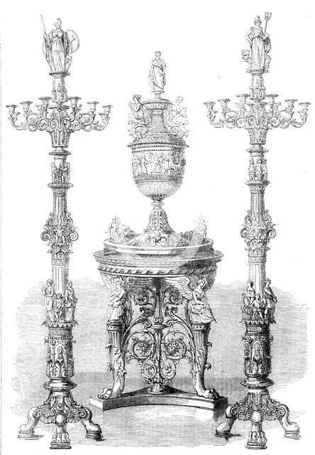 The International Exhibition: vase and candelabra..., 1862. Creator: Unknown.
