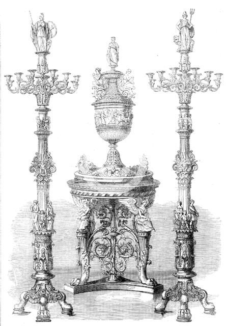 The International Exhibition: vase and candelabra..., 1862. Creator: Unknown.