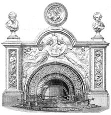 The International Exhibition: white marble mantelpiece and bas-relief executed..., 1862. Creator: Unknown