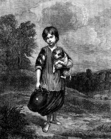 The International Exhibition: "A Girl with a Pitcher", by T. Gainsborough, 1862. Creator: E. Skill