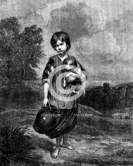 The International Exhibition: "A Girl with a Pitcher", by T. Gainsborough, 1862. Creator: E. Skill.