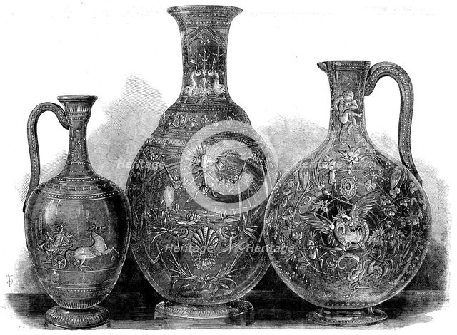 The International Exhibition: articles of glass, by Messrs. Dobson and Pearce, 1862. Creator: Unknown.