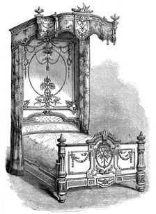 The International Exhibition: bedstead in the Furniture Court..., 1862. Creator: Unknown